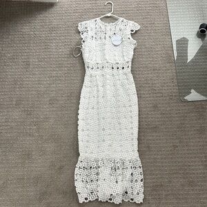 Petal & Pup White Lace Midi Dress